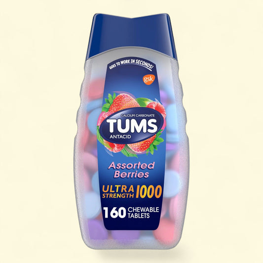 Tums Ultra Strength Chewable Antacid Tablets, Berry, 160 Count
