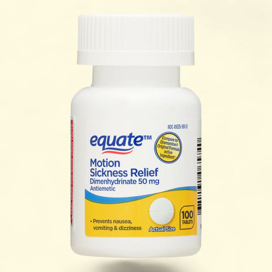 Equate Motion Sickness Relief Dimenhydrinate Tablets, 50mg, 100 Count