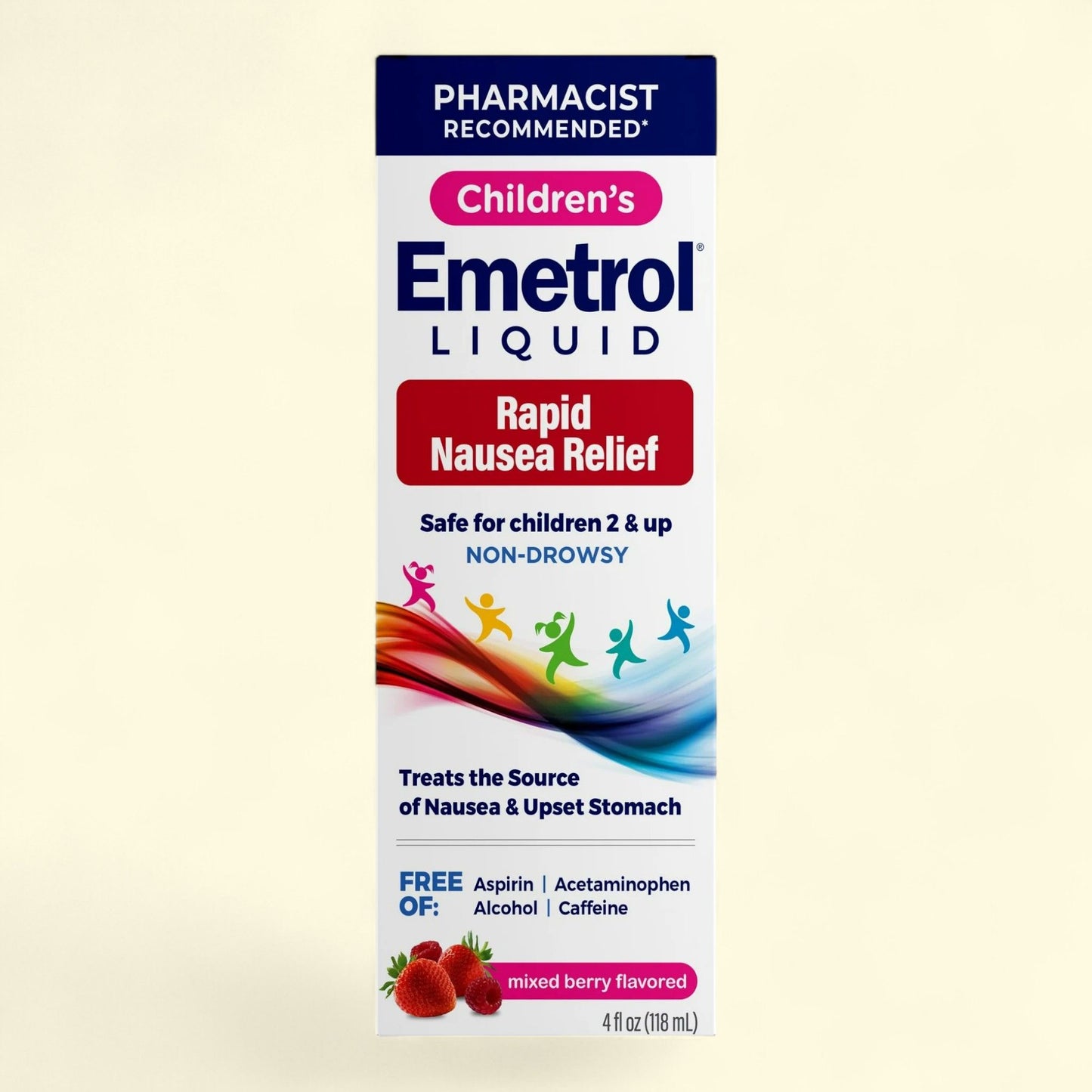 Emetrol Kids Nausea and Upset Stomach Relief, Liquid, Mixed Berry, 4 oz