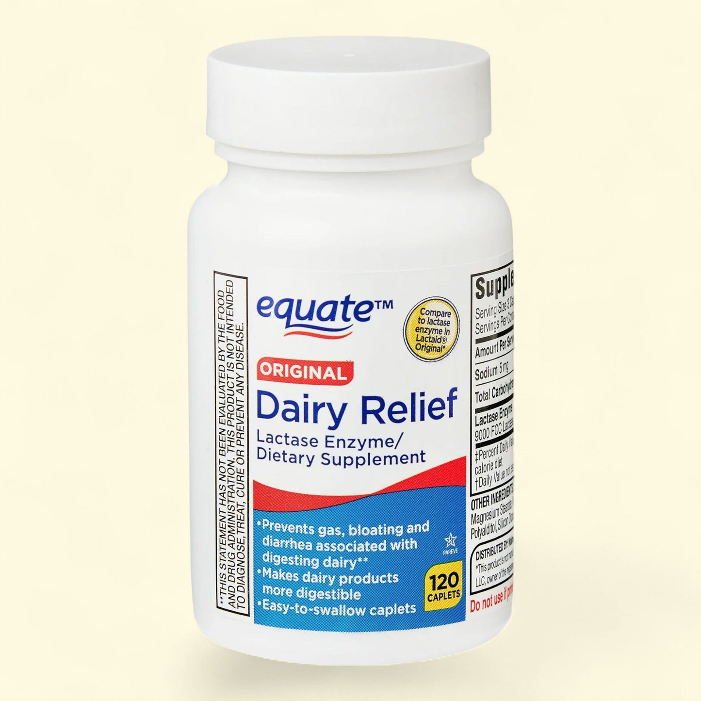 Equate Lactase Enzyme Caplets, Original, 120 Count