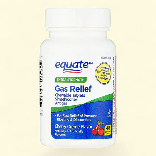 Equate Gas Relief Cherry Crème Chewable Tablets, 48 Count
