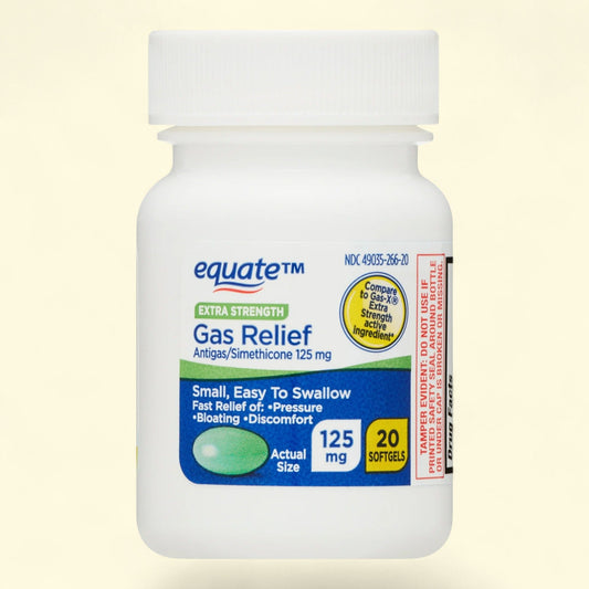Equate Gas Relief Simethicone 125 mg Softgels, 20 Count