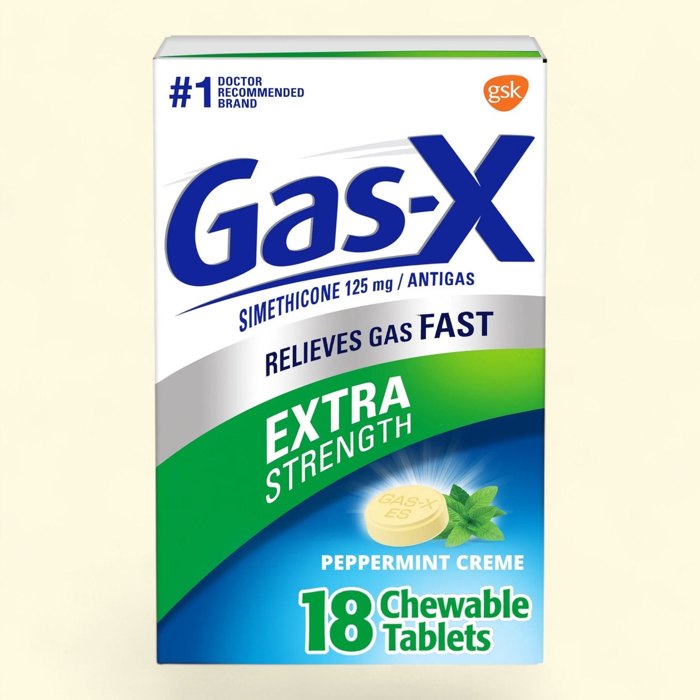 Gas-X Chewable Gas Relief Tablets, Extra Strength, 18 Ct
