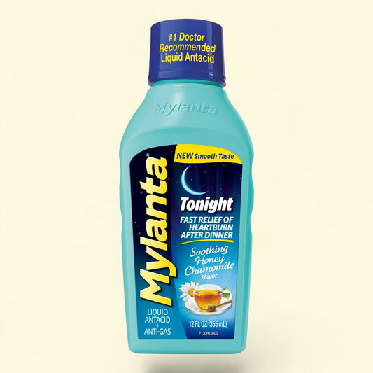 Mylanta Antacid Heartburn & Gas Tonight Formula, Liquid, 12 fl oz