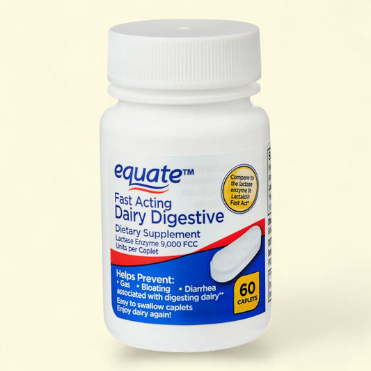 Equate Dairy Digestive Dietary Supplements, 60 Count
