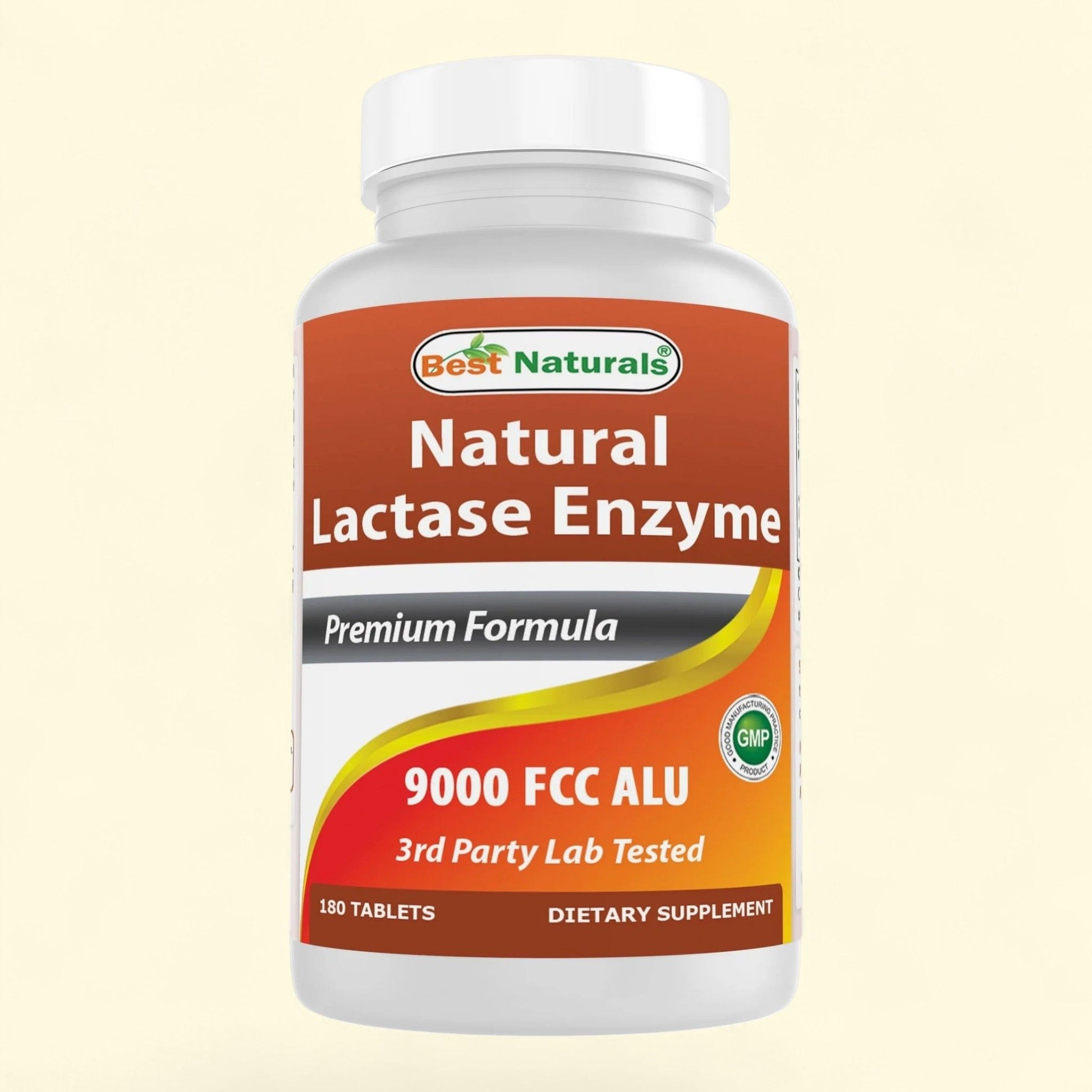 Best Naturals Lactase Enzyme 9000 FCC ALU 180 Tablets — authentic US product shipped worldwide by Treatspree
