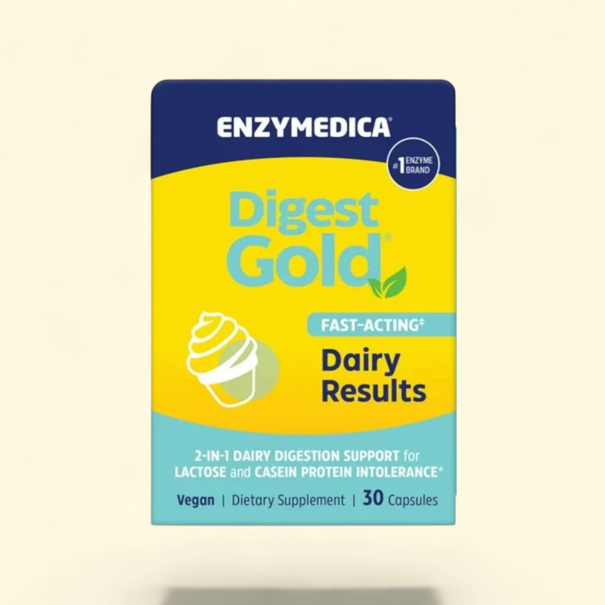 Enzymedica Digest Gold supplement package on a beige background