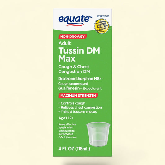 Equate Tussin DM Max Cough & Chest Congestion Liquid, 4 fl oz