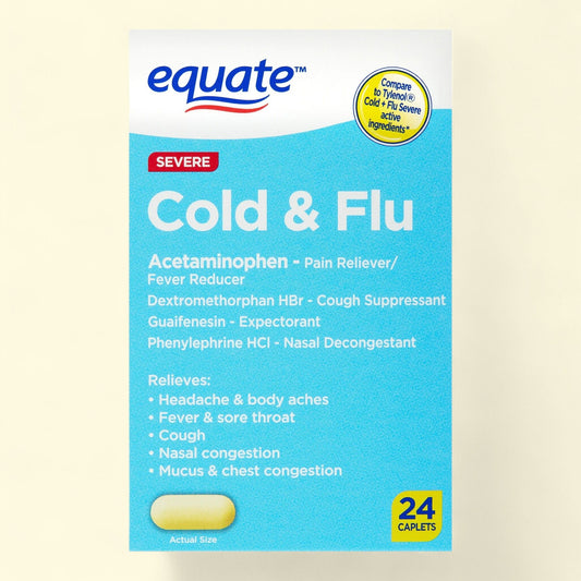 Equate Severe Cold & Flu Caplets, 24 Count