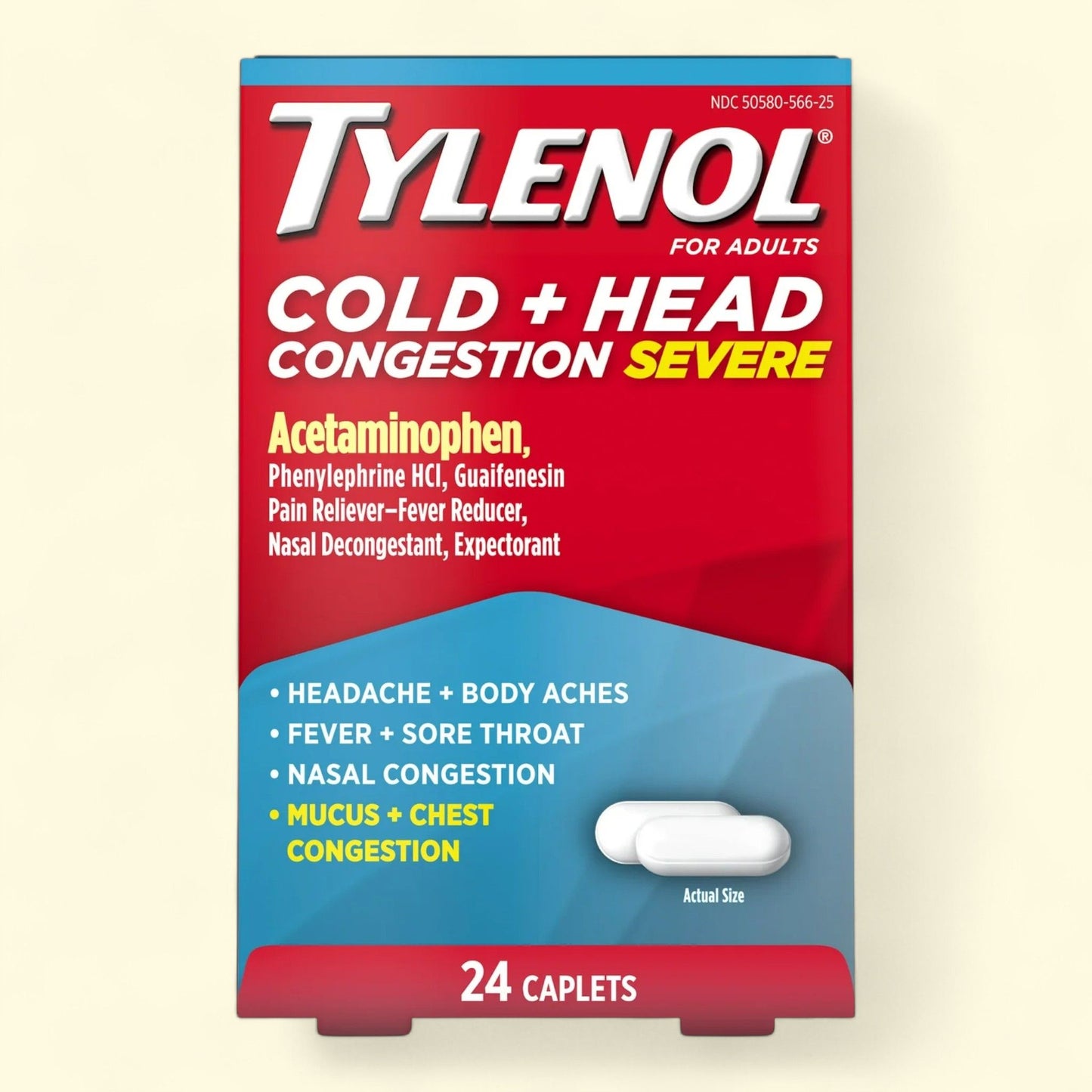 Tylenol Cold + Head Congestion Severe, 24 Ct.