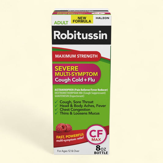 Robitussin CF Max Severe Multi-Symptom Relief Cough Cold and Flu Medicine, 8 fl oz