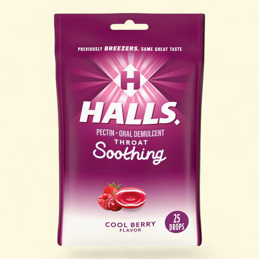 HALLS Cool Berry Throat Drops, 25 Drops