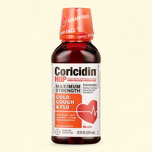 Coricidin HBP Cold, Cough & Flu Medicine, 12 fl oz