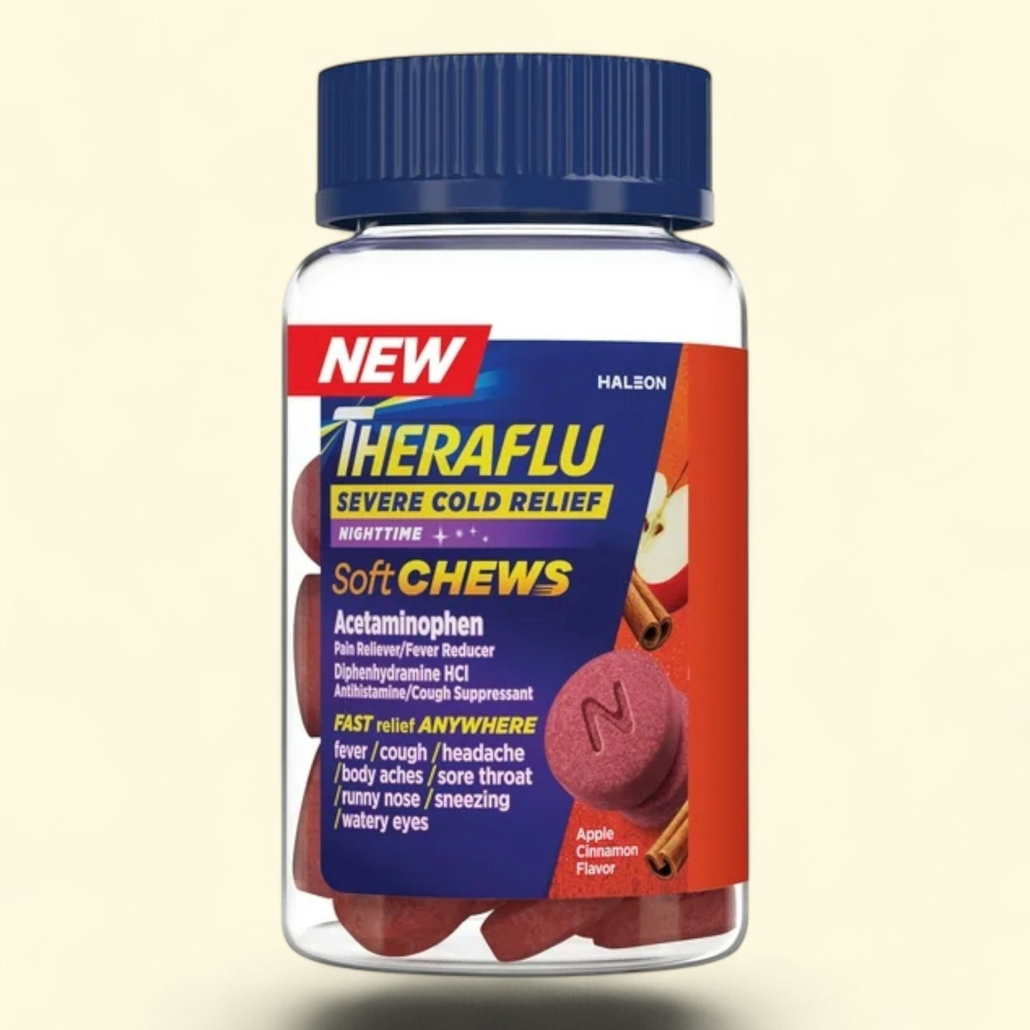 Theraflu Soft Chews, Nighttime Severe Cold Relief, Adult Formula, 20 Tablets