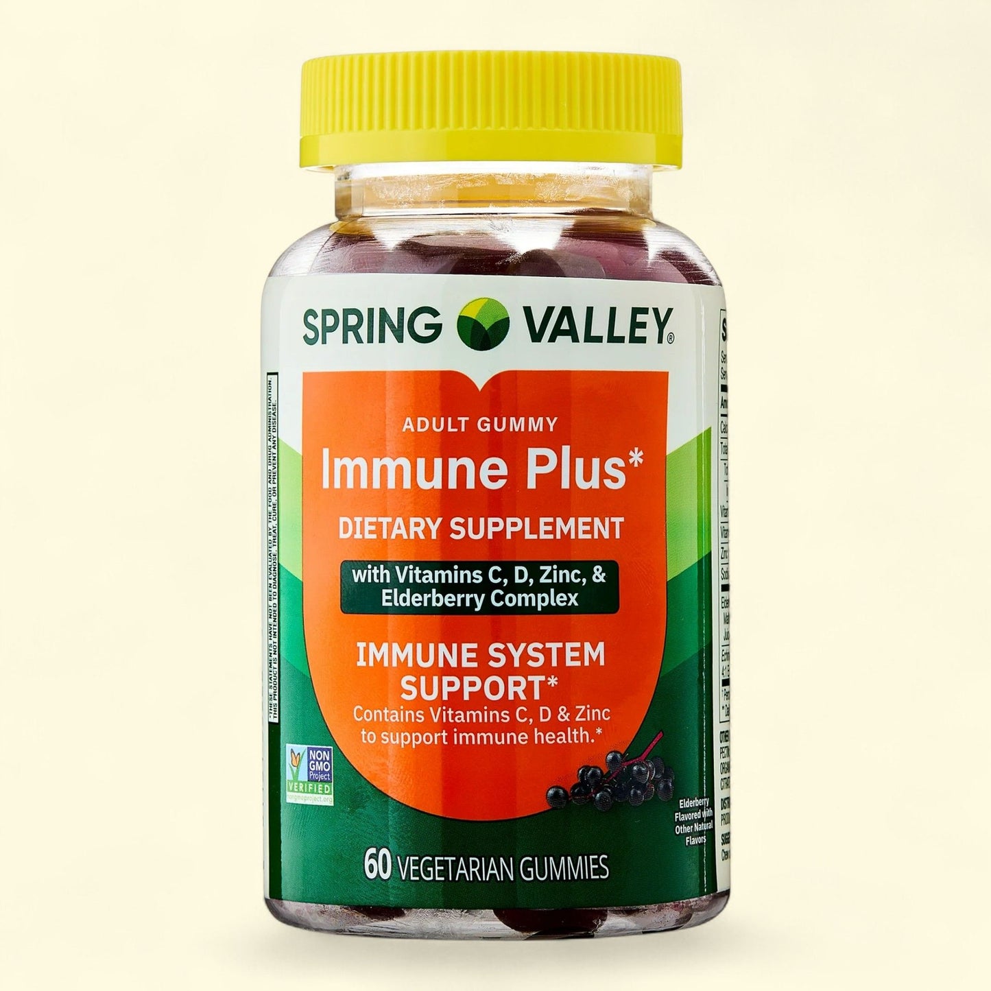 Spring Valley Immune Plus Dietary Supplement Vegetarian Gummies, Elderberry, 60 Count