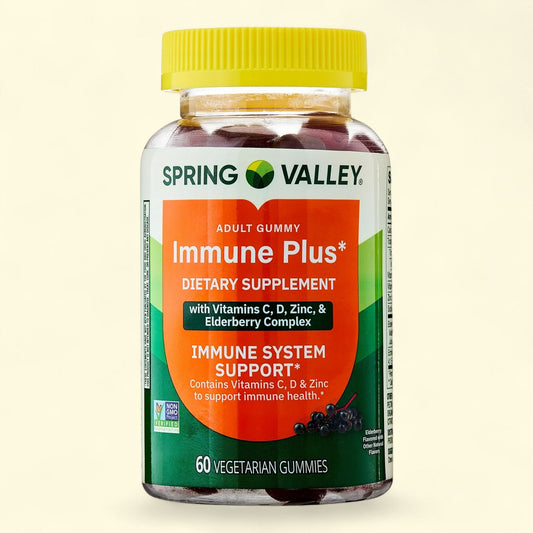 Spring Valley Immune Plus Dietary Supplement Vegetarian Gummies, Elderberry, 60 Count