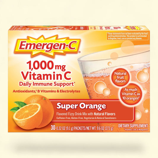 Emergen-C Vitamin C Powder, 1000mg, Super Orange, 30 Ct