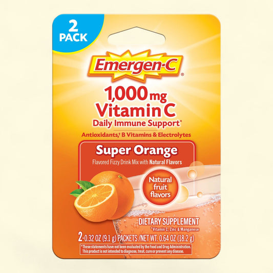 Emergen-C Vitamin C Powder, 1000mg, Super Orange, 2 Ct