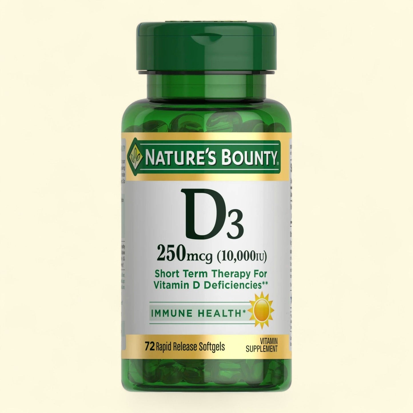 Nature's Bounty Vitamin D3, 250 mcg, 72 Count