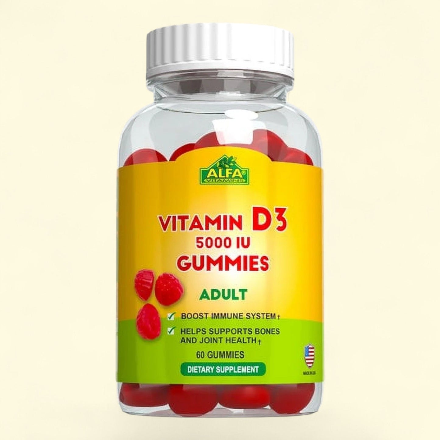 Alfa Vitamins Vitamin D3 500IU Gummies for Adults, 60 Gummies
