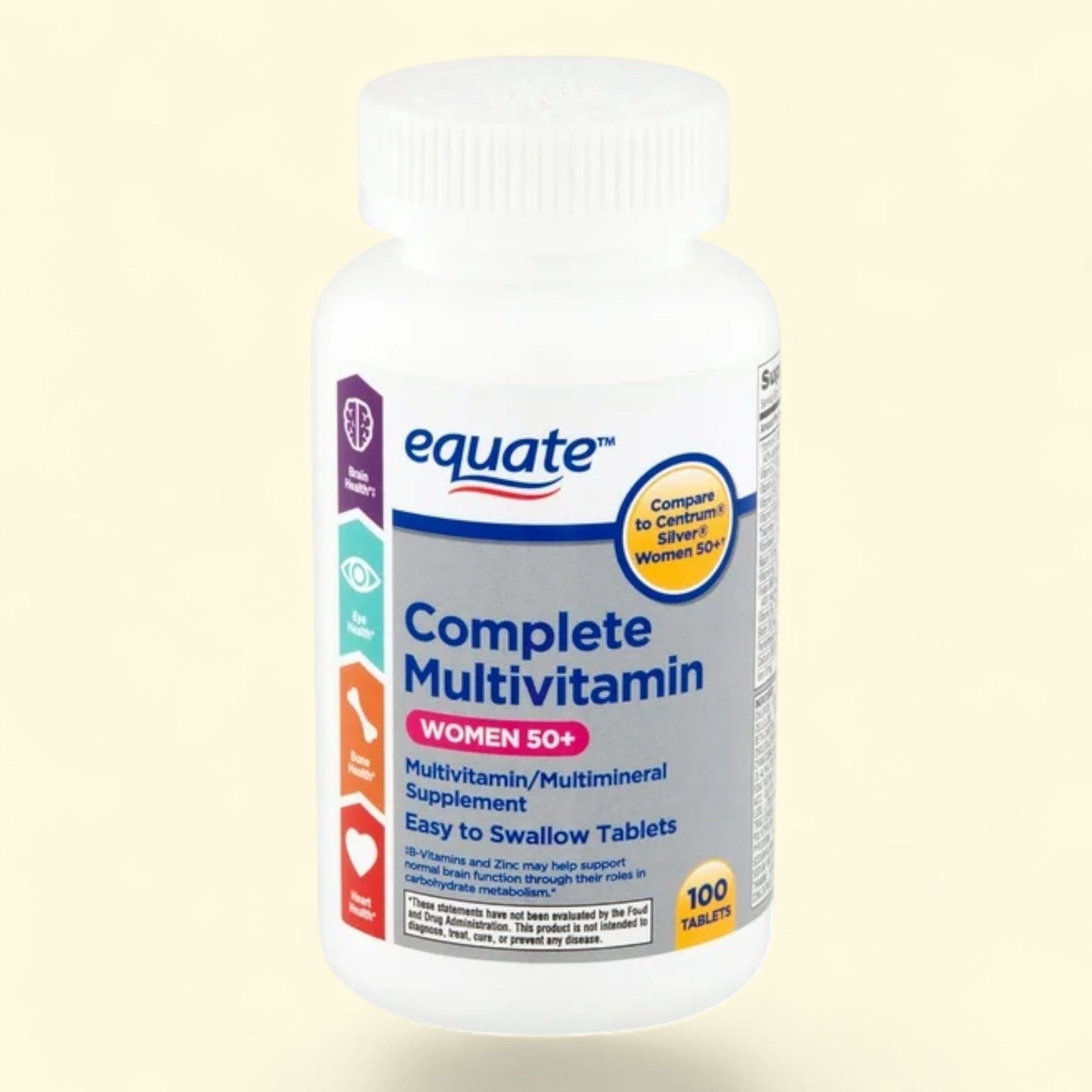 Equate Complete Multivitamin/Multimineral Supplement Tablets, Women 50+, 100 Count