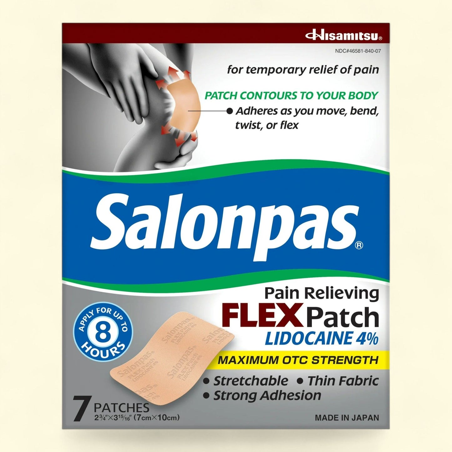 Salonpas Pain Relief Patch, Lidocaine 4%, 7 Count