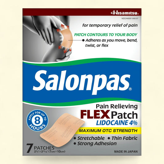 Salonpas Pain Relief Patch, Lidocaine 4%, 7 Count