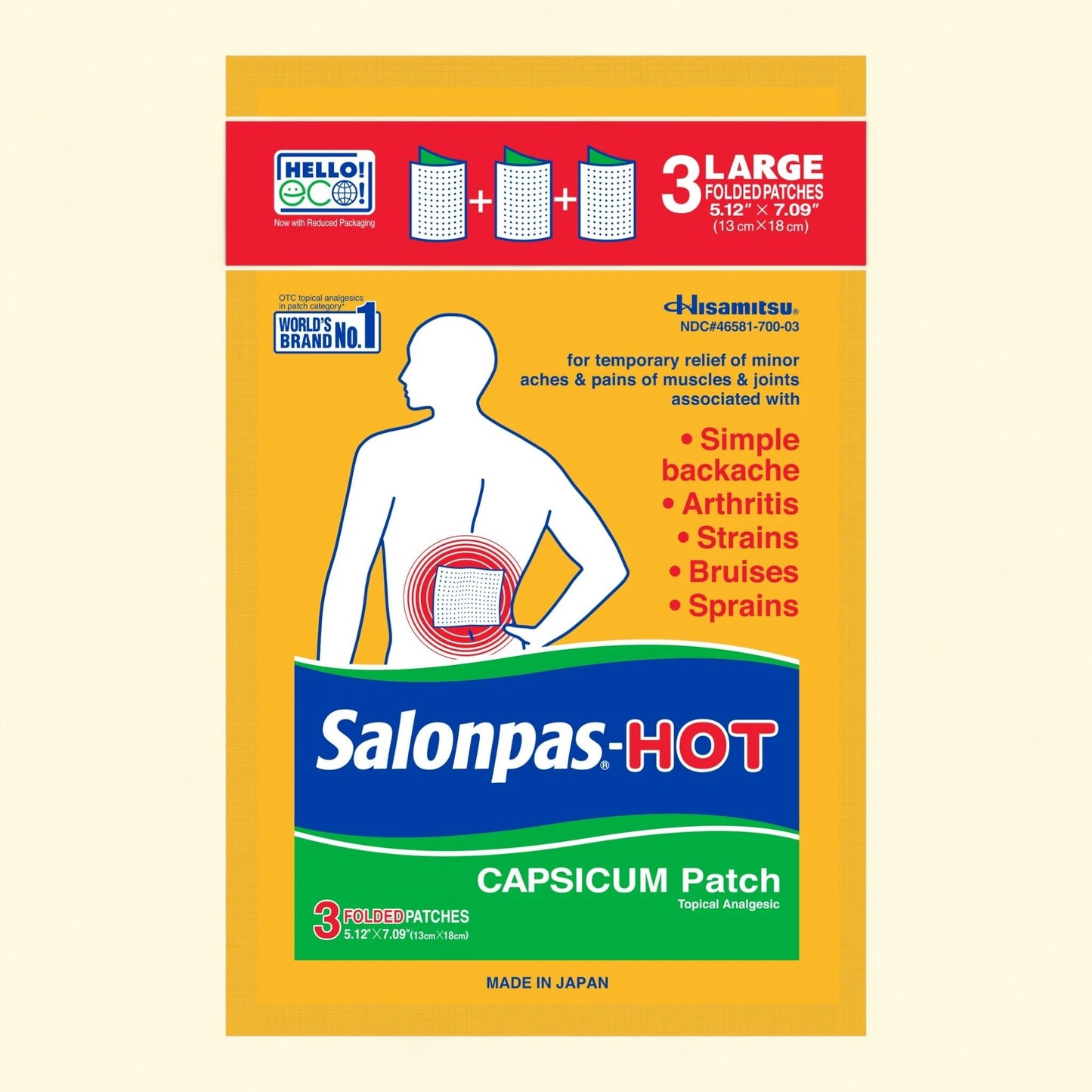 Salonpas Pain Relief Patch, Large, 3 Count