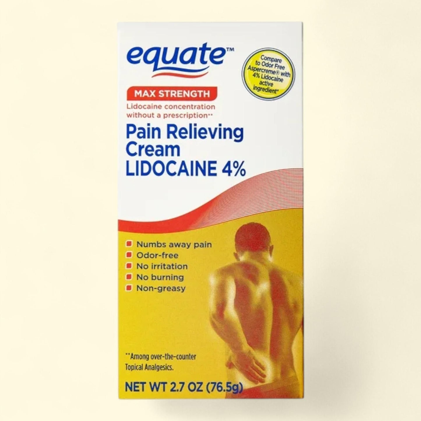 Equate Lidocaine Pain Relieving Cream, 2.7 fl oz