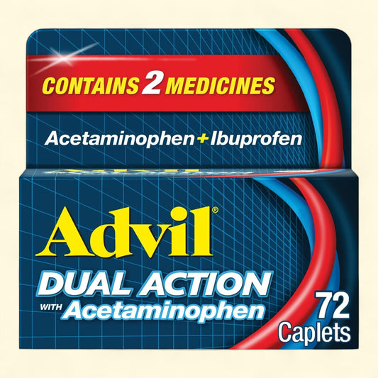 Advil Dual Action Pain Relievers Coated Caplets, 72 Count