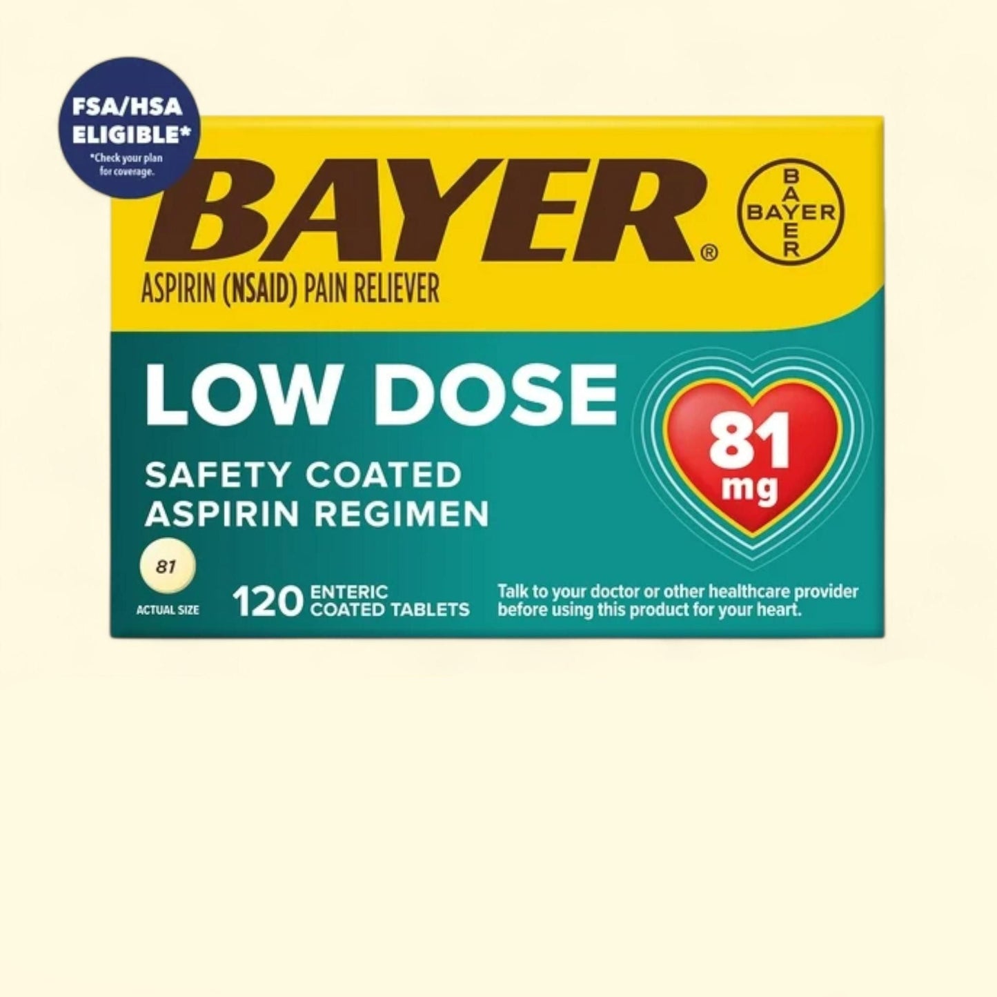 Bayer Aspirin Low Dose, 81mg, 120 Count