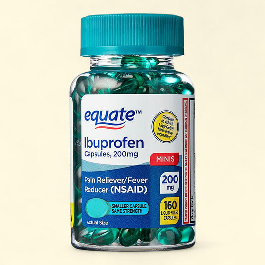 Equate Ibuprofen Liquid Filled Softgel Capsules, 200 mg, 160 Count