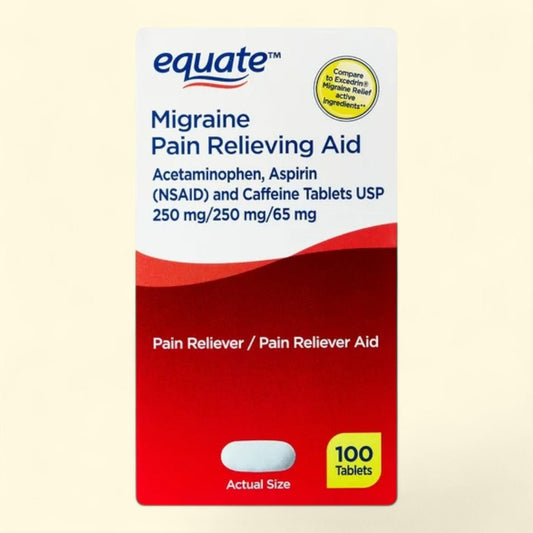 Equate Migraine Pain Relieving Aid Tablets, 100 Count