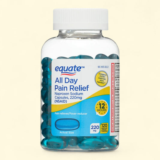 Equate All Day Pain Relief Naproxen Sodium Liquid Gels, 220 mg, 120 Count