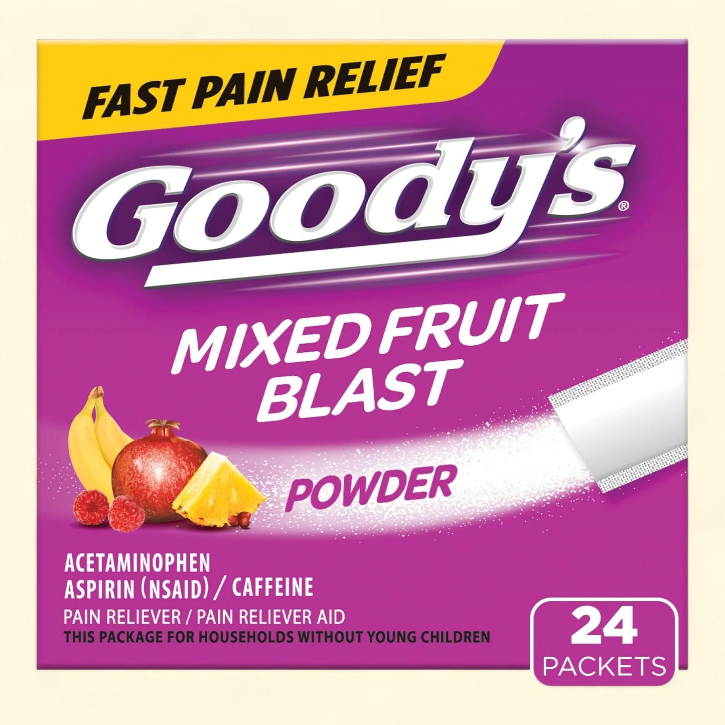 Goody's Headache Powder, Mixed Fruit Blast Flavor, 24 Powder Sticks