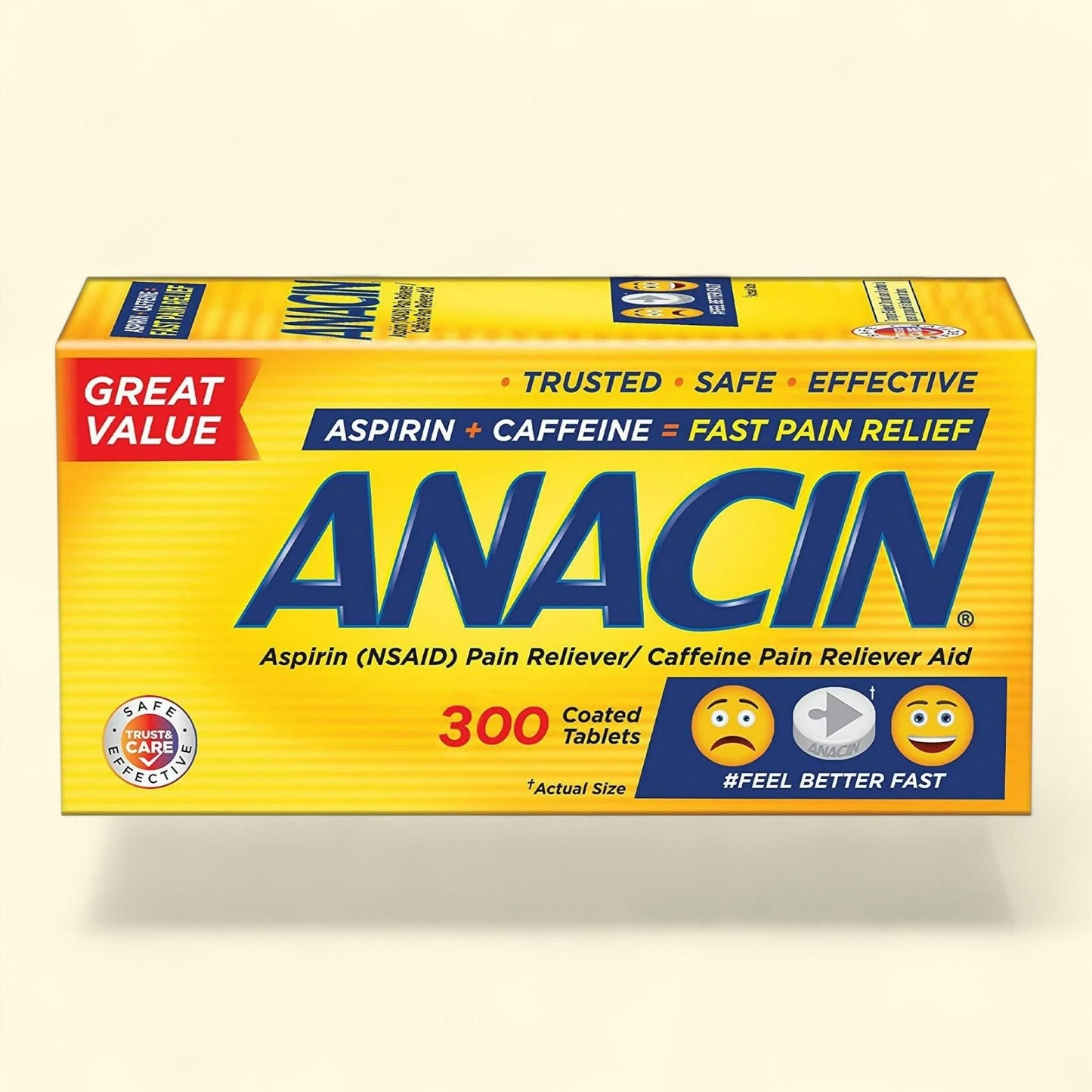 Anacin Pain Reducer Aspirin Tablets, 300 Tablets