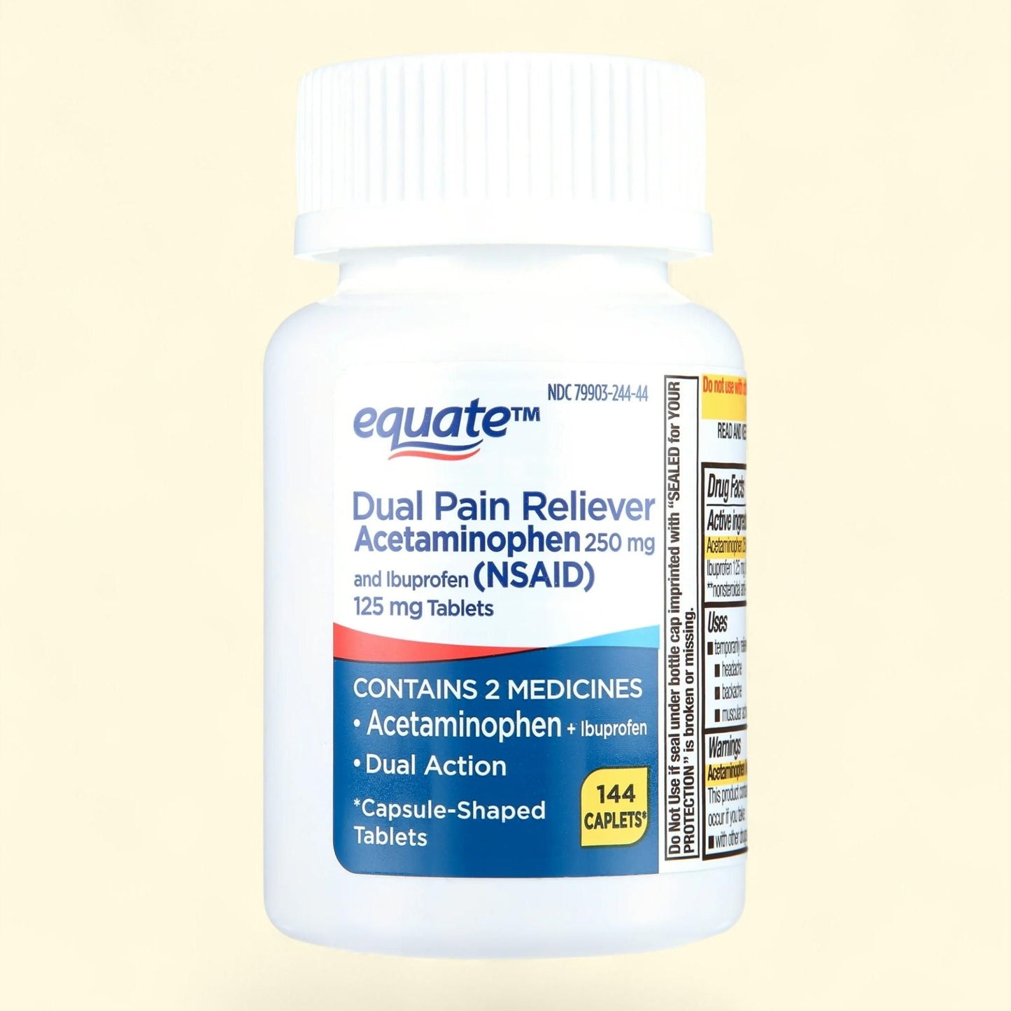 Equate Dual Action Acetaminophen and Ibuprofen Pain Reliever Tablets, 144 Count