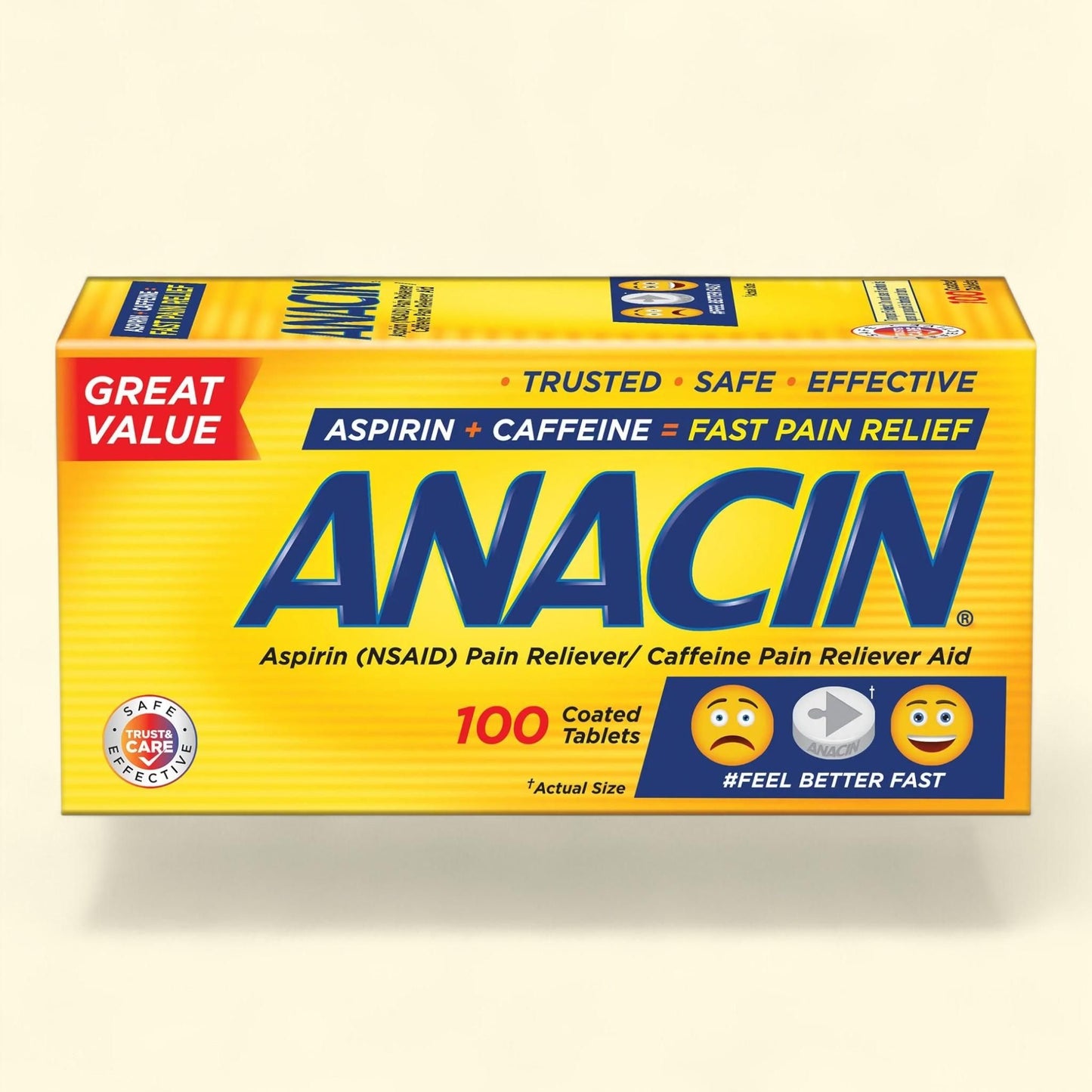 Anacin Pain Relief, Aspirin Tablets, 100 Tablets