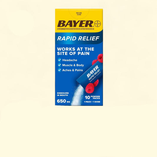 Bayer Rapid Relief Powder, Raspberry Flavor, 10 Count