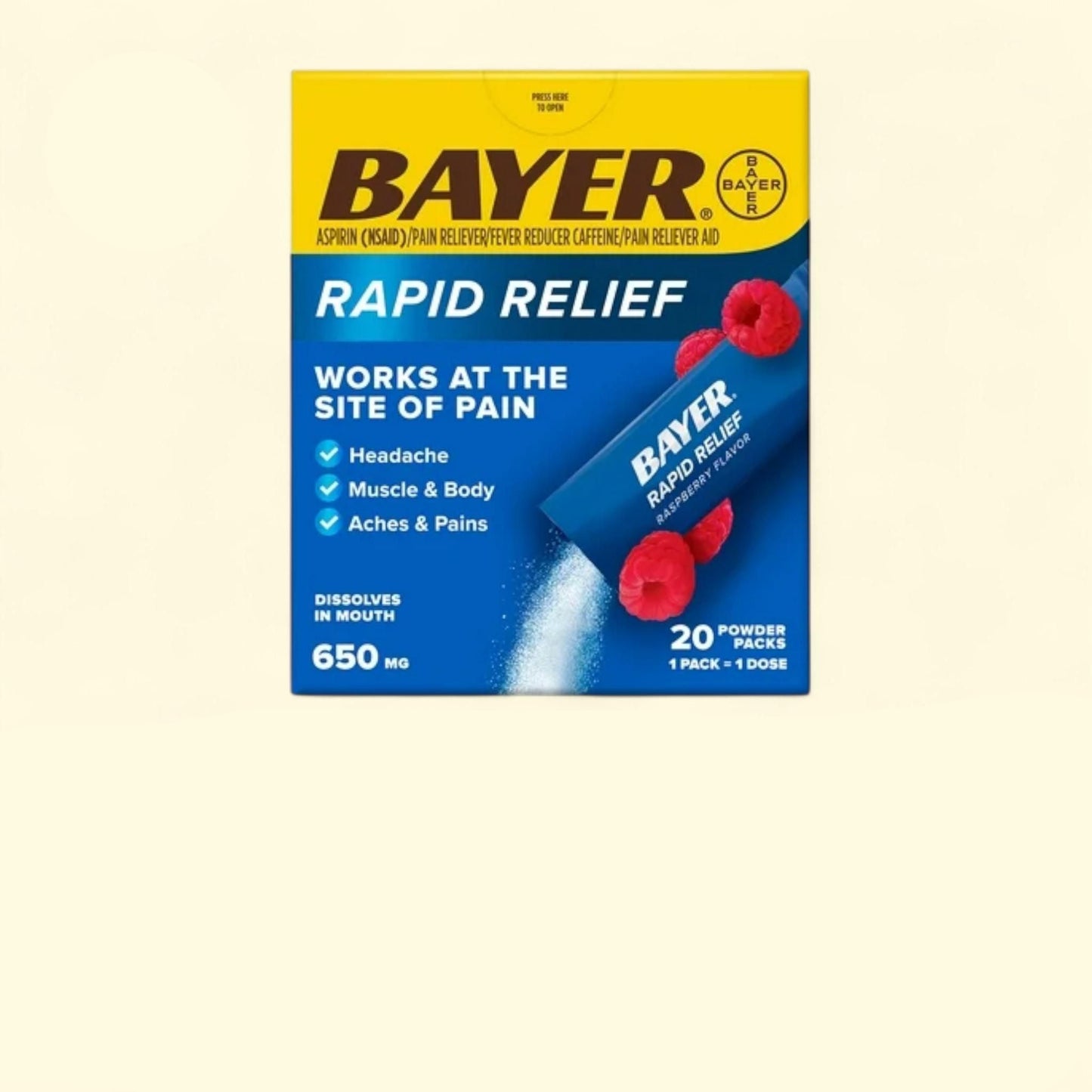 Bayer Rapid Relief Powder Packs, 20 Count
