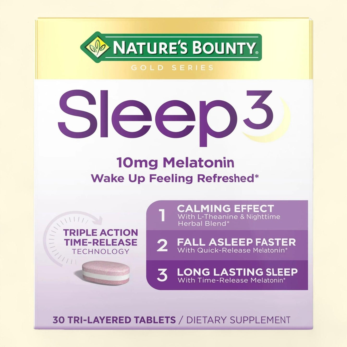 Nature's Bounty Sleep3 Melatonin, 10 Mg, 30 Ct