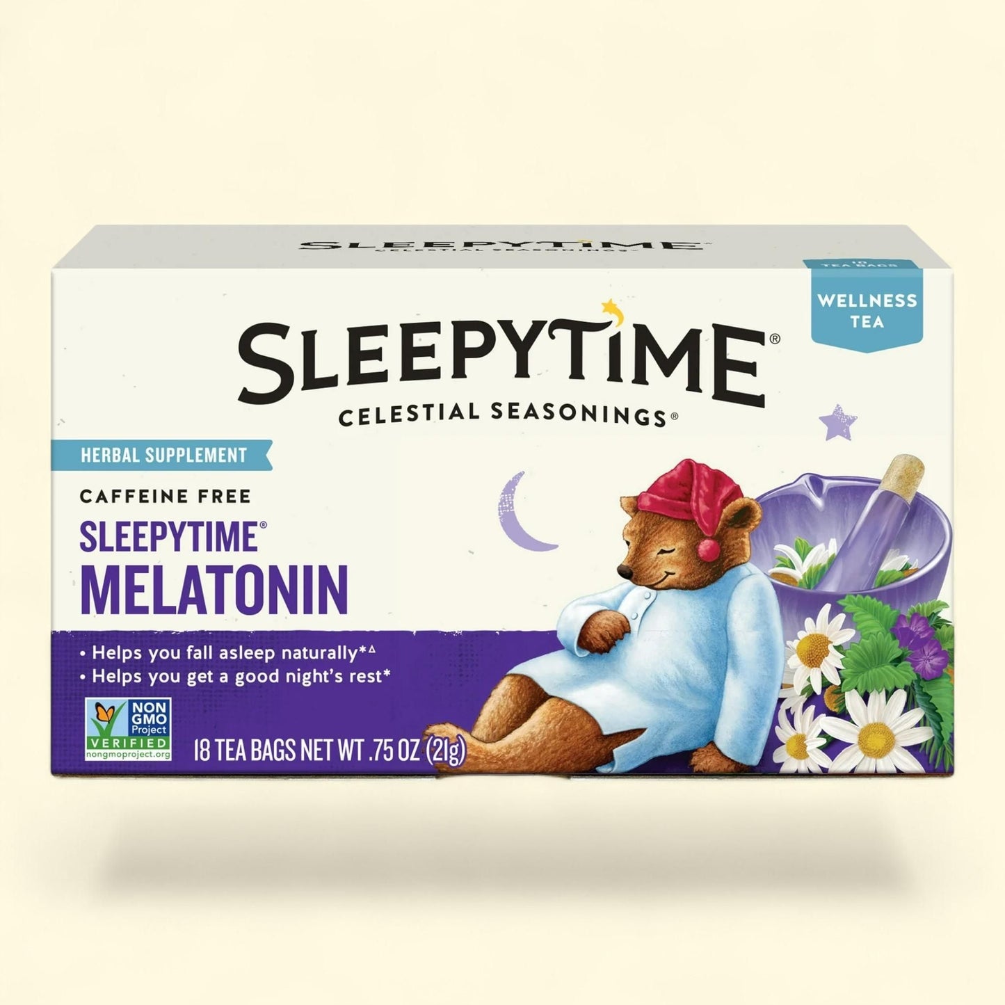 Celestial Seasonings Sleepytime Wellness Melatonin Tea Bags, 18 Count