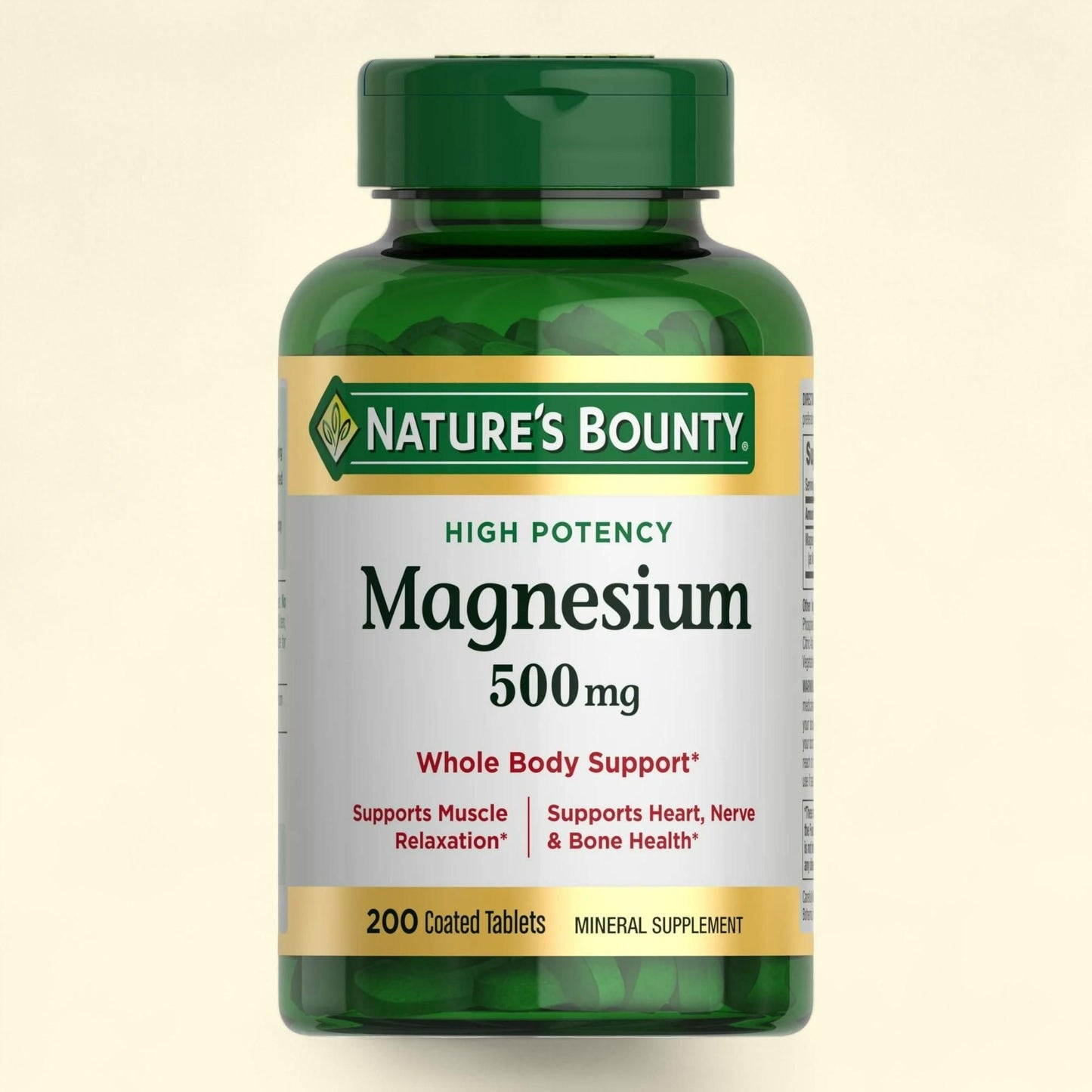 Nature's Bounty Magnesium Oxide Supplement, 500 mg, 200 Tablets