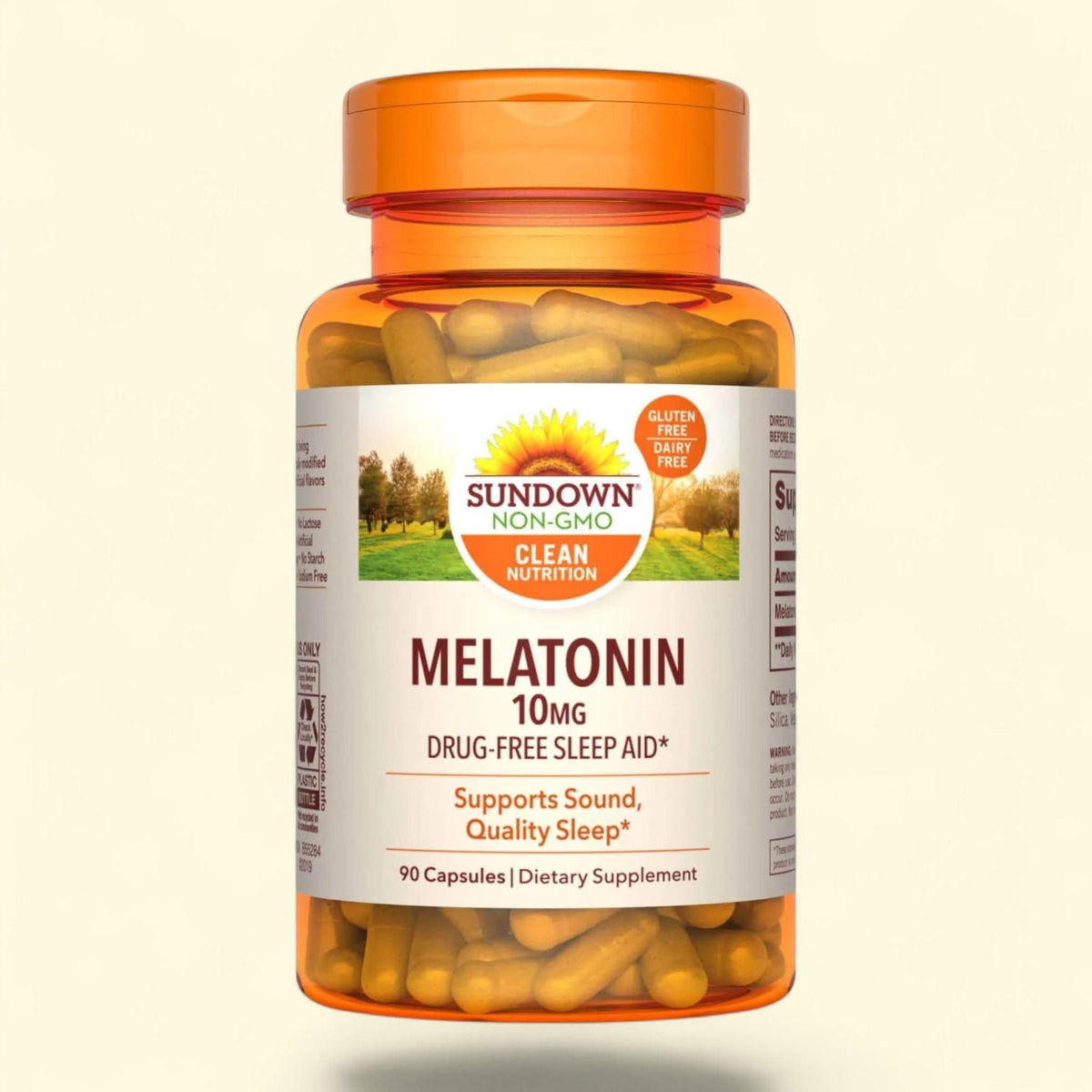 Sundown Melatonin Dietary Supplement Capsules, 10 mg, 90 count — authentic US product shipped worldwide by Treatspree