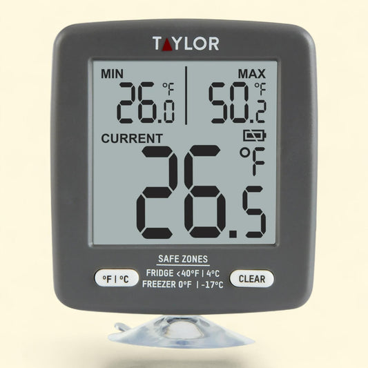 Taylor Digital Safety Zone Appliance Thermometer, Plastic, Black, for Refrigerators and Freezers