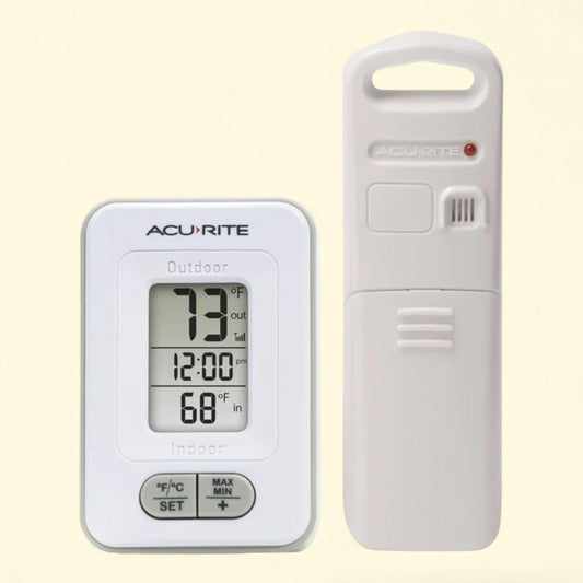 AcuRite Digital Thermometer with Clock, 3.5" x 2.3" x 1.2"
