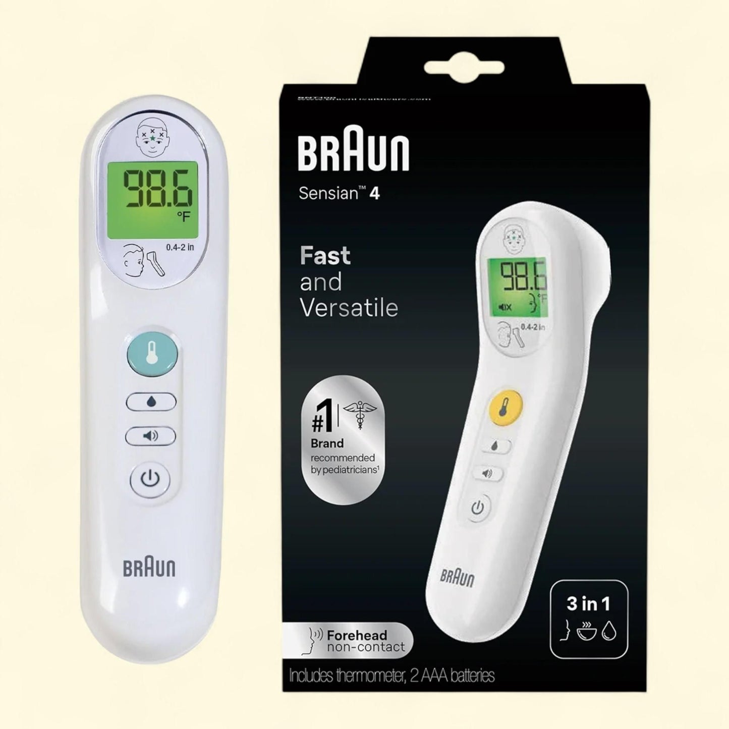 Braun No Touch 3-in-1 Digital Thermometer, BNT100US, White