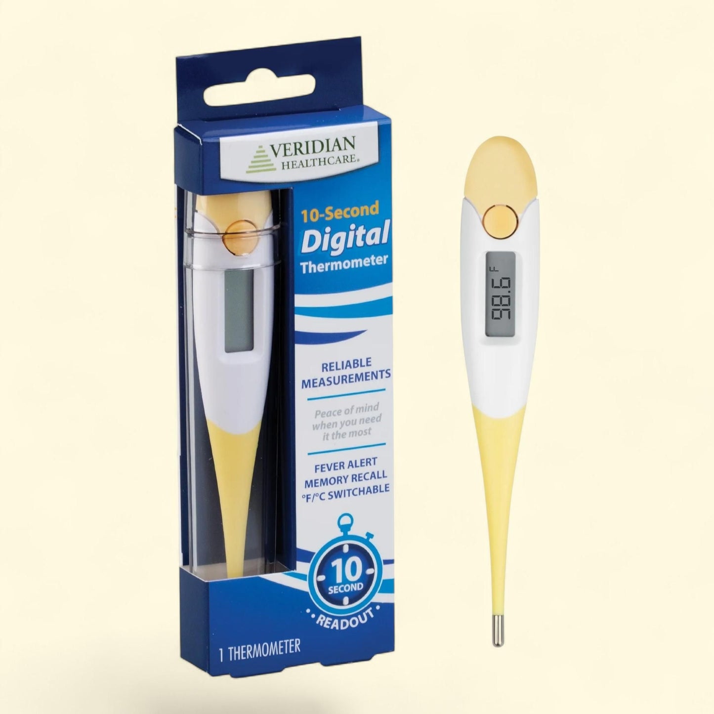 Veridian Digital Thermometer, 10-Second, Flexible Tip, Water-Resistant, All Ages