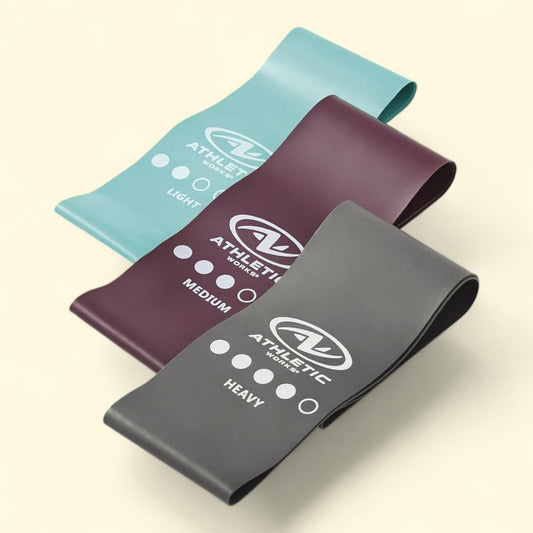Athletic Works Mini Loop Bands, 3pcs Set, Light/Medium/Heavy Power, Multi Color, 12in Length