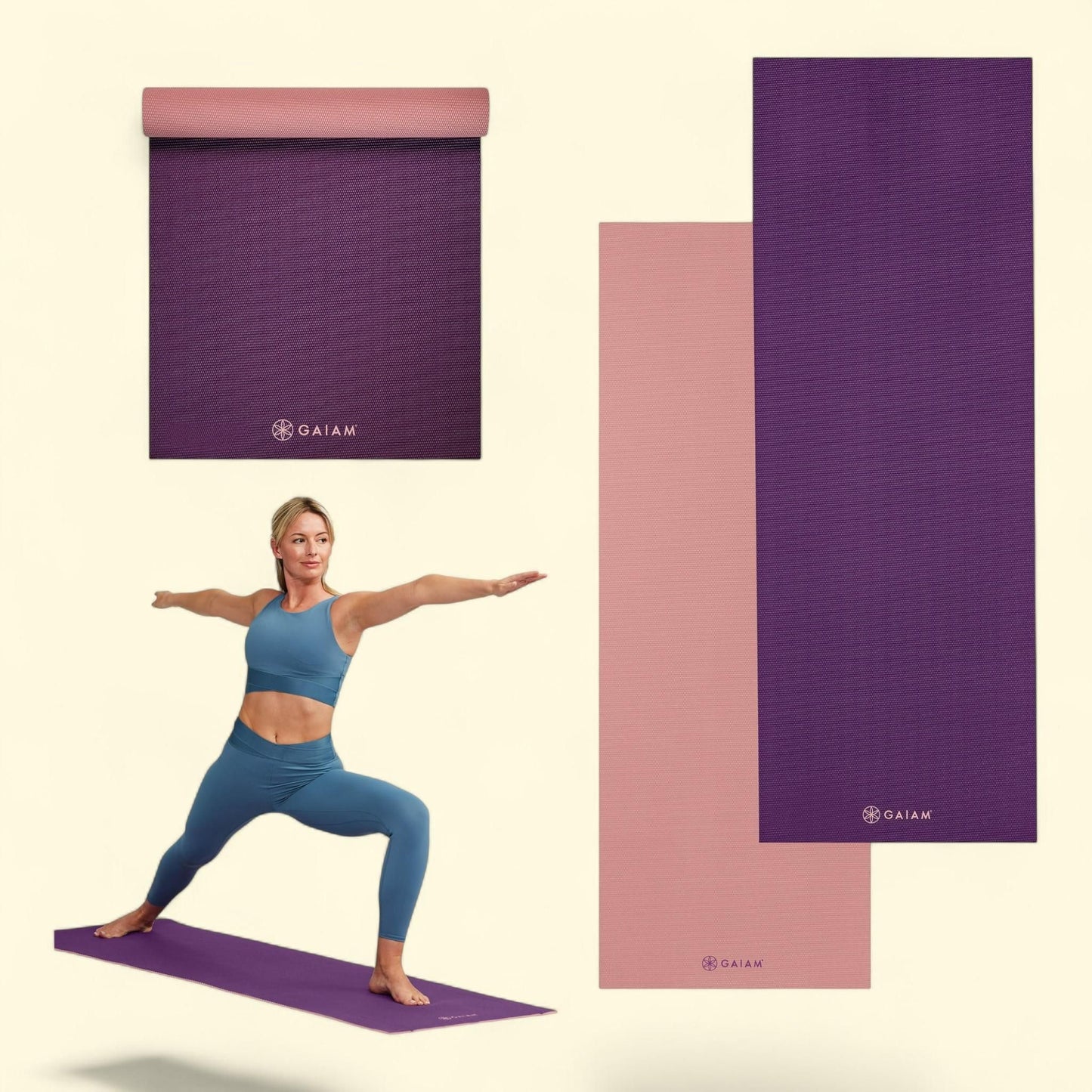 Gaiam Yoga Mat, Berry Red, 5mm, 1 mat